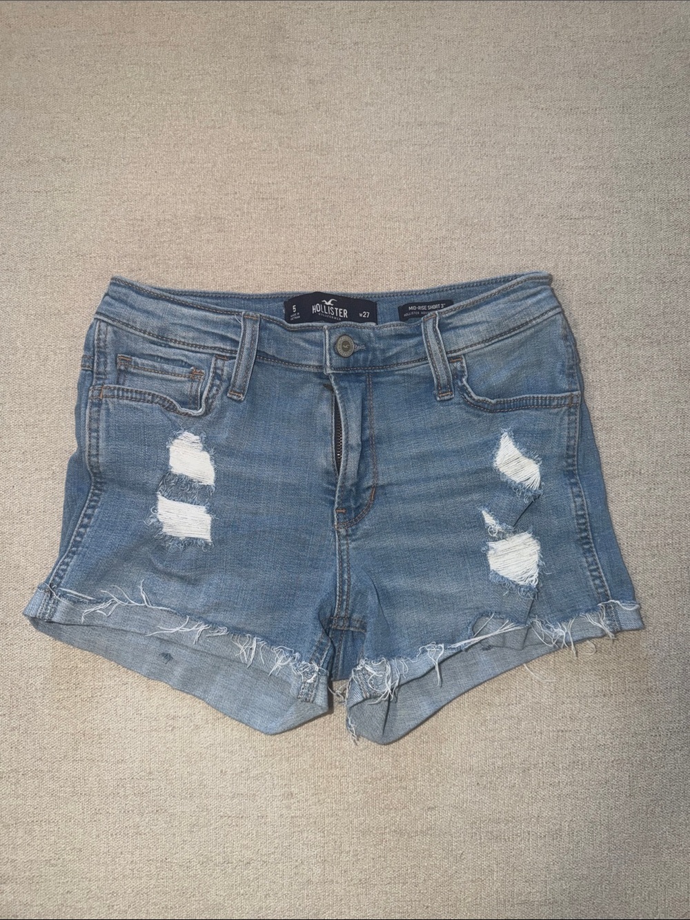 Hollister Light Blue Distressed Cutoff Denim Shorts